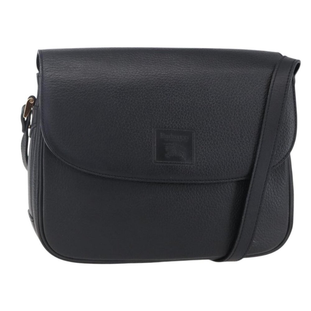 Authentic Burberrys Shoulder Bag Leather Black Gold